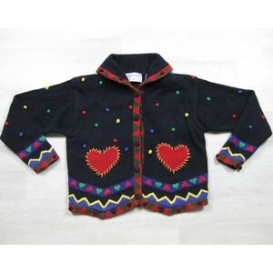Vintage 90s Lisa Nichols Cardigan Sweater Women's (M) Heart Grannycore Artsy